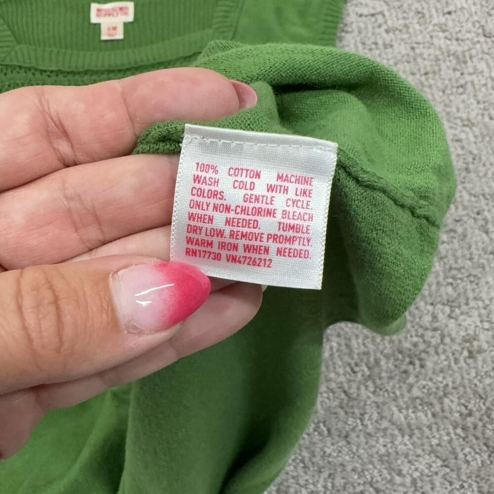 Y2K Mossimo Babydoll Top Womens Medium Green Knit Sweater Empire Waist Casual - Picture 7 of 8